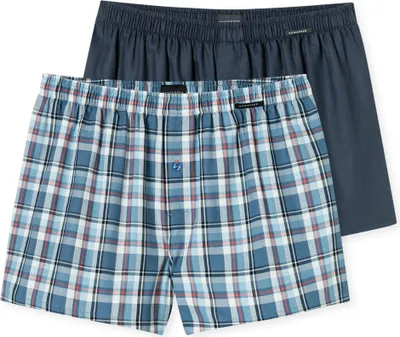 Produktbild von SCHIESSER Herren Web-Boxershorts, 2er Pack - We, Unterhose, Baumwolle Blau 2XL