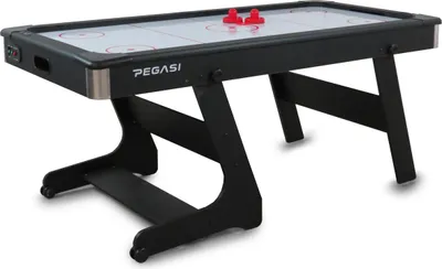 Produktbild von Pegasi Airhockey Tisch klappbar Tornado 6ft - 183x91x80cm - Digitale Punktezähler -  Mit Soundeffekte - Air hockey table für Zuhause - Für Kinder und Erwasche - Inkl. Zubehör - Schwarz