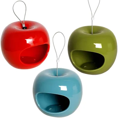 Produktbild von Luxus-Vogelhaus Keramik-Futterspender "Äpfel" 3er Set