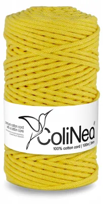 Produktbild von ColiNea Premium Baumwolle Cords Makramee-Garn 3 mm Hellgelb