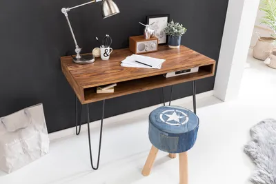 Produktbild von WOHNLING Schreibtisch 110 cm Laptoptisch Ablage Bürotisch Arbeitstisch Natur
