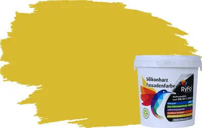 Produktbild von RyFo Colors Silikonharz Fassadenfarbe Lotuseffekt Trend Kraftgelb 1l - bunte Fassadenfarbe, weitere Gelb Farbtöne und Größen erhältlich, Deckkraft Klasse 1