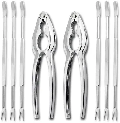 Produktbild von Cracker und Gabel Set für Meeresfrüchte - Edelstahl, 8-teiliges Set
