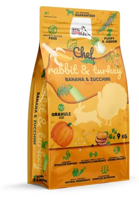 Image de SYTA MICHA Chef Puppy Lapin, dinde, banane et courgettes - nourriture sèche pour chiens - 9 kg