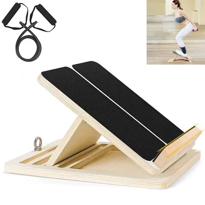 Produktbild von Tragbares Holz-Schrägbrett mit verstellbarem Neigungswinkel, Waden-Dehner für Stretching, professionelles Fitnessgerät für Gym und Outdoor