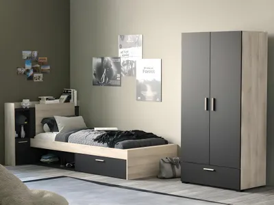 Produktbild von CALICOSY - Bett in 90x190/200 cm 1 Schublade und 1 Nische - L124,5 cm