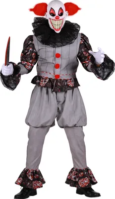 Produktbild von T3168-S grau-schwarz Herren gruseliger Horror Clown Kostüm Gr.S=48
