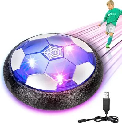 Produktbild von Air Power Fu?ball, Hover Fussball mit Led Licht fš¹r Indoor Outdoor, Wiederaufladbar Schwebender Fussball Spielzeug fš¹r Kinder Jungen M?dchen, Kinderspielzeug Schwebe Ball Ballspiele