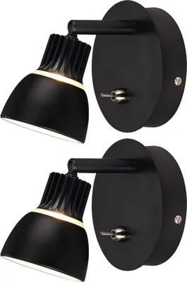 Produktbild von 2x LED Wandleuchte, Metall, schwarz, verstellbar, H 10 cm