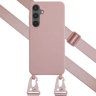 Produktbild von Selencia SilikonHülle mit abnehmbarem Band Samsung Galaxy S24 FE - Sand Pink