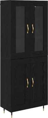 Image de Haut Armoire 2 pcs Chêne noir Bois d'ingénierie