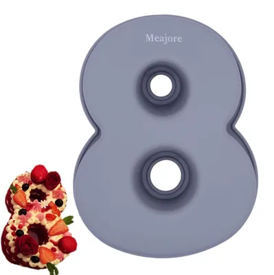 Zdjęcie produktu dla Forma do pieczenia w kształcie cyfry 8, silikonowa, 25 cm, nieprzywierająca, idealna do wypieków w kształcie cyfr