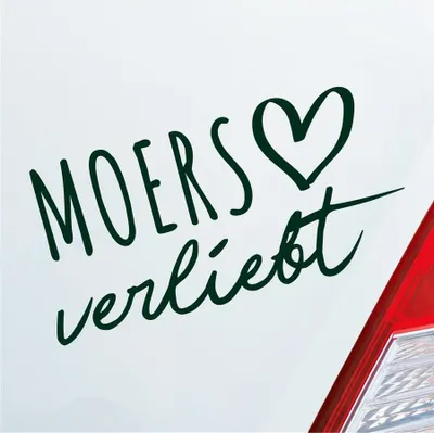 Produktbild von Auto Aufkleber Moers verliebt Herz Stadt Heimat Liebe Car 19x10 cm Dunkelgrün Sticker Heckscheibenaufkleber