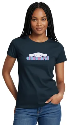 Produktbild von Spreadshirt Cinnamoroll Guckt Über Schriftzug Frauen T-Shirt, M, Navy