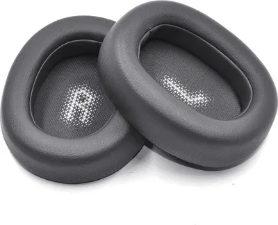Two grey ear pads for headphones, with white 'R' and 'L' markings.