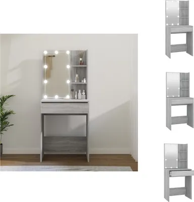 Obrázek produktu pro vidaXL Toaletní stolek s LED šedý Sonoma 60x40x140 cm - Toaletní stolky