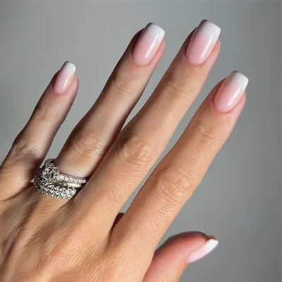 Produktbild von Press On Nails Kurz Rosa mit weißem Farbverlauf, 24 Stück, Glänzende Square Kunstnägel zum Aufkleben