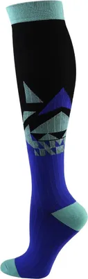 Produktbild von BeinFit™ Kompressionsstrümpfe Stützstrümpfe Damen Kompression Thrombose Socken: Aqua Blue Geo Pattern / 36-40 (S-M)