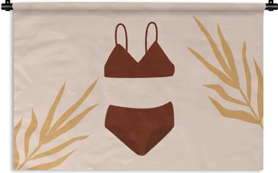 Produktbild von MuchoWow® Wandteppich Wandbehang Sommer - Bikini - Blätter 90x60 cm Tapisserie Dekoration Wandtuch - Wandskulpturen - Bildteppich
