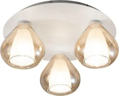Produktbild von Lila - Runde Deckenleuchte D.40cm Fabas Luce - Wandleuchte mit 3 E27 LED-Glühbirnen MAX 40W - Bernstein