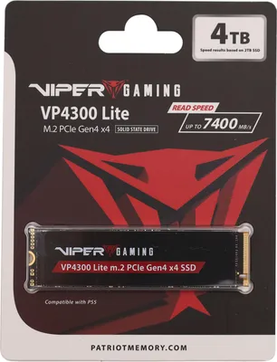 Produktbild von Patriot SSD 4TB 7400/6400 VP4300 Lite M.2 PAT PCIe, (PCIe 4.0 x4, NVMe