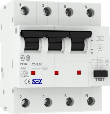 Produktbild von SEZ Fi-Schalter 25A 30mA 4p 10kA 0090683 FI-Schutzschalter