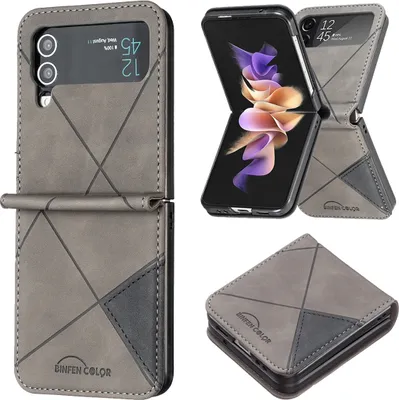 Image de Samsung Galaxy Z Flip4 Étuis de protection en similicuir avec motif en losange