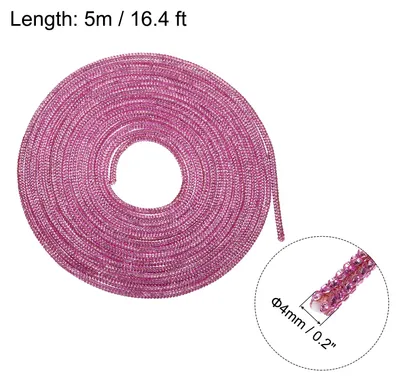 Image de Tube de Corde en Strass de 4mm x 5m Bling Cristal Corde en Strass pour DIY Baskets Chandails Sweatpants DšŠcoration Rose avec Aglets