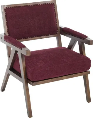 Produktbild von AIORBER Mid-Century Modern Fabric Lounge Chair with Wooden Frame, Upholstered Seat, Ideal for Living Room, Bedroom, Office - Rosarot