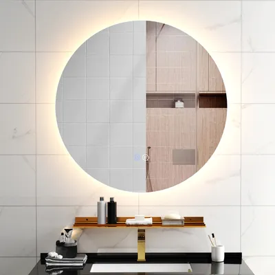 Obrázek produktu pro Koupelnové zrcadlo COSTWAY 60 CM LED, kosmetické zrcadlo s tříbarevným světlem a nastavitelným jasem, samoodmrazovací a paměťovou funkcí