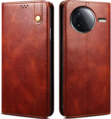 Produktbild von Hülle für Xiaomi Poco F7 Pro/Redmi K80 Leder Brieftasche Schutzhülle mit Standfunktion Rot