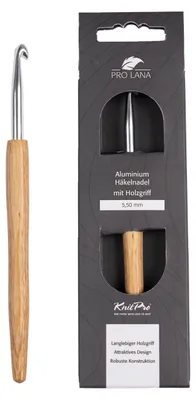 Produktbild von Pro Lana KnitPro NATURAL Aluminium Häkelnadel mit Birkenholzgriff 0,5 - 12 mm Durchmesser 5.5 mm