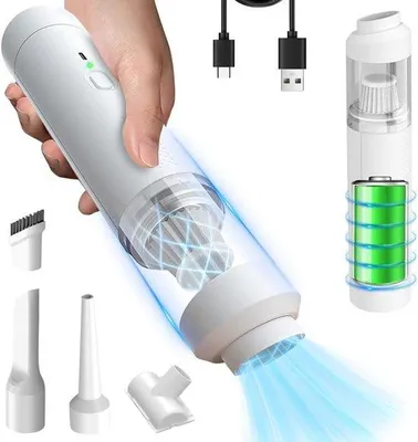 Productafbeelding van Draadloze Handstofzuiger 11000Pa - USB Oplaadbaar - Mini en Lichtgewicht - Ideaal voor Auto en Thuis