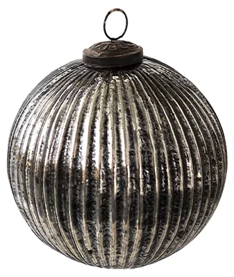 Produktbild von Clayre & Eef Weihnachtskugel Ø 12 cm Schwarz Silberfarbig Glas