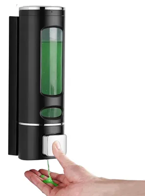 Image de Distributeur de savon mural (400 ml), distributeur de gel douche mural (sans perçage), distributeur à compartiment unique pour shampoing et après-shampoing pour la salle de bains, distributeur de savon noir, distributeur de liquide vaisselle pour la cuisine