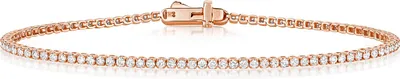 Produktbild von Funkelndes Feuer Wunderschönes 9 Karat (375) Rotgold Diamant Tennis Armband Brillant-Schliff 1.50 Karat HI - I1 - 18cm; TRS353449KR