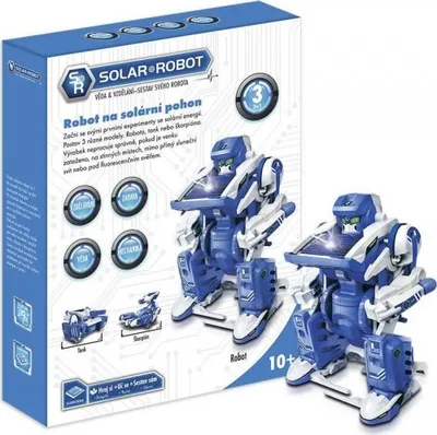 Produktbild von Solarbetriebener Roboter-Bausatz T3 mit 3 Modellen: Roboter, Panzer, Skorpion