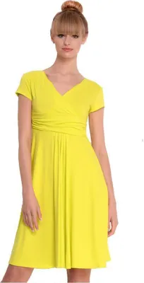Produktbild von Damen Kleid Dress V-Ausschnitt ; Neon Gelb XS/S 34/36