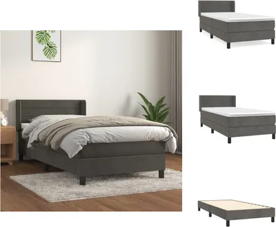 Produktbild von vidaXL Boxspringbett mit Matratze Dunkelgrau 90x200 cm Samt -  Betten & Bettgestelle