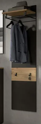 Produktbild von Garderobenpaneel "Cooper" in grau und Artisan Eiche Wandgarderobe 45 x 165 cm