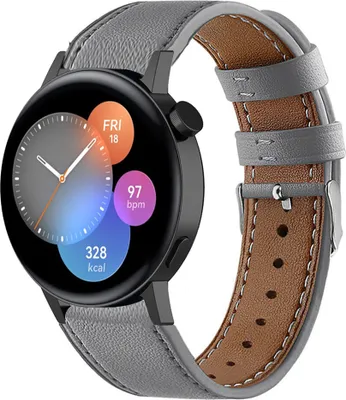 Produktbild von Strap-it Huawei Watch GT 3 42mm Armband Leder (Grau)