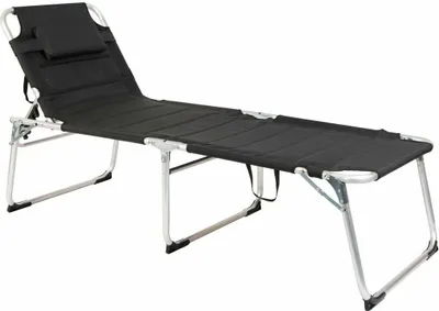 Produktbild von Gartenliege XXL Alu 200x70x45/95cm versch. Farben gepolstert mit Kopfkissen , Farbe:schwarz