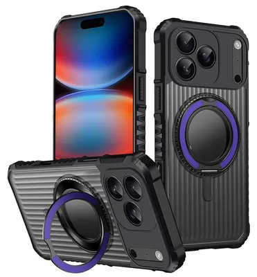 Obrázek produktu pro Pouzdro MagSafe pro Apple iPhone 17 Pro Max s 360° kroužkovým držákem na ochranu fotoaparátu fialové