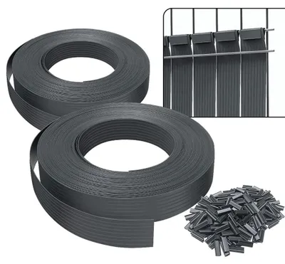 Image de Brise-vue PVC - Lamelle occultante - 150 m - Gris - 300 clips