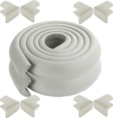 Produktbild von 4 Meter L-Form Kantenschutz und 8 x Eckenschutz-Set, Premium-High-Density-Schaum baby schützende Haushaltswerkzeug für Tisch, Bank und andere Wohnmöbel - Grau