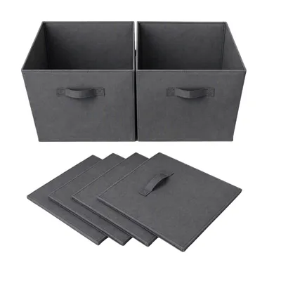 Produktbild von Aufbewahrungsboxen Set 6-teilig Stoff Faltbar Ordnungsbox Kleiderschrank Regal Dunkelgrau OGIVO