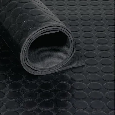 Productafbeelding van Rubberen vlakke noppenmat, breedte 1,2 meter, lengte 10 meter, dikte 3 mm, zwart, NR/SBR, zonder textielinlage