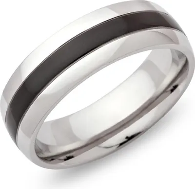 Produktbild von Unique Ring Edelstahl Schwarz Silber poliert 7mm R9108
