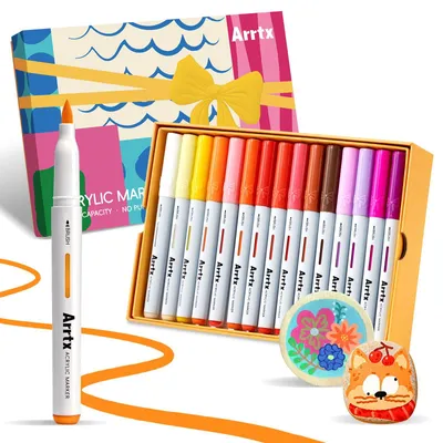 Acrylmarker-Set, 30 Farben, Pinselspitze, 6 g Tinte, wasserfest