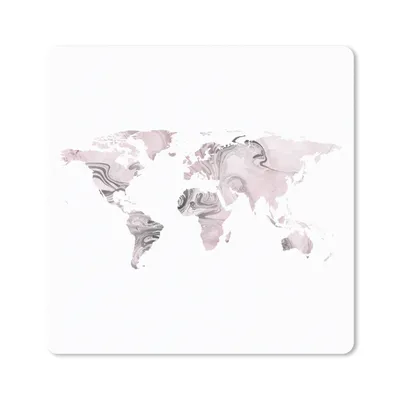 Produktbild von MuchoWow® Mauspad Mousepad Weltkarte - Rosa - Grau 20x20 cm - Mousepads - Maus Mat - Pad - Mausunterlage - Desk Mat - Bureauartikeln